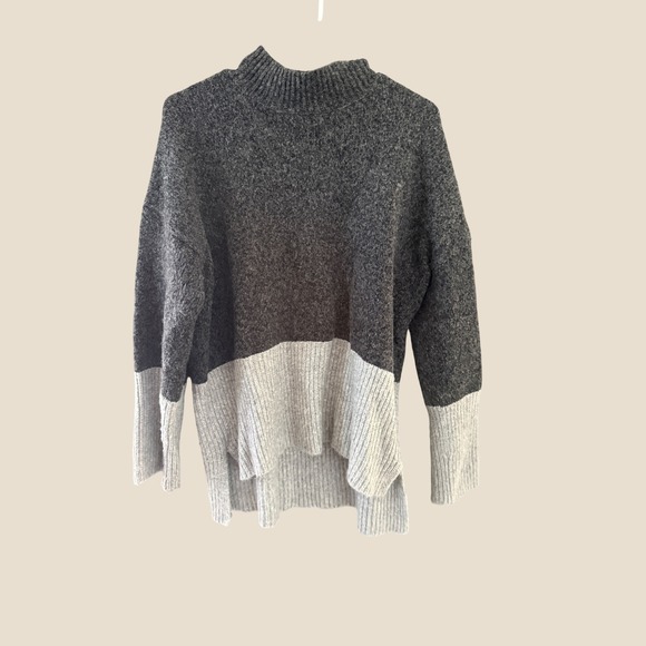 Michael Kors Sweaters - Michael Kors Womens Mock Neck Colorblock High Low Knit Sweater Gray XL